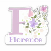 Naam Firenze & Initiaal met Floral Design Sticker (Voorkant)