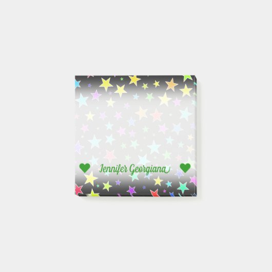 naam; flauw, kleurrijk sterrenpatroon post-it® notes (Voorkant)