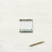 naam; flauw, kleurrijk sterrenpatroon post-it® notes (Op bureau)