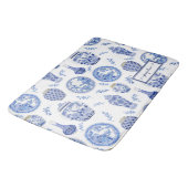 Naam Floral Blue n White Ginger Jar Flower Badmat (Gekanteld)