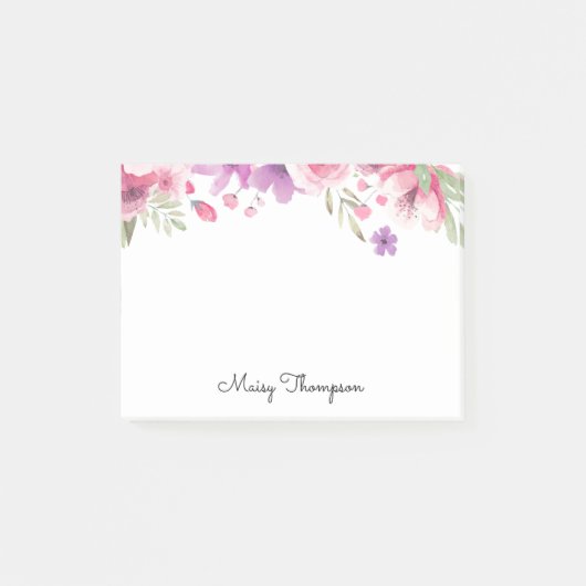 Naam Floral Border Script Post-it® Notes (Voorkant)