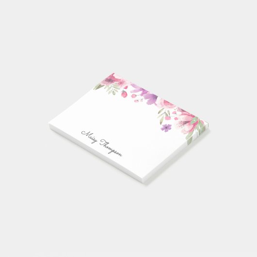 Naam Floral Border Script Post-it® Notes (Schuin)