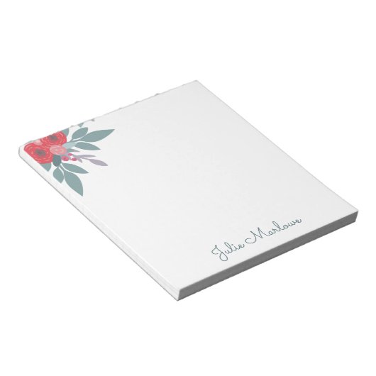 Naam Floral Edge-script Notitieblok (Schuin)