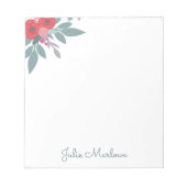 Naam Floral Edge-script Notitieblok (Voorkant)