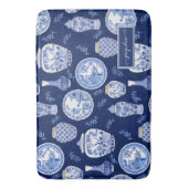 Naam Floral Navy in White Ginger Jar Flower Badmat (Voorkant Verticaal)