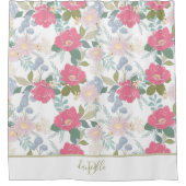 Naam Floral Pattern Monogram Douchegordijn (Voorkant)