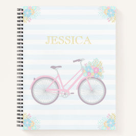 Naam Flower Bicycle Cute Pastel Hipster Notitieboe Notitieboek