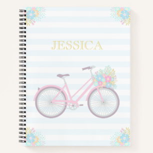 Naam Flower Bicycle Cute Pastel Hipster Notitieboe Notitieboek