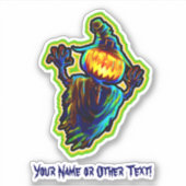 Naam Flying Pumpkin Ghost Witch Pet Halloween toev Sticker (Voorkant)