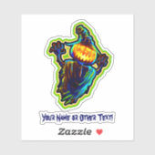 Naam Flying Pumpkin Ghost Witch Pet Halloween toev Sticker (Vel)