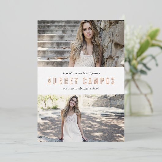 Naam Folie | Aankondiging van twee foto-Afstuderen (Staand Voorkant)