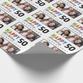 Naam Foto 50e verjaardag Cadeaupapier (Hoek)