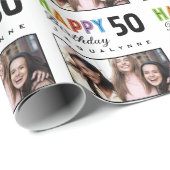 Naam Foto 50e verjaardag Cadeaupapier (Rol Hoek)