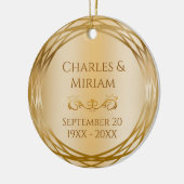 Naam & Foto Golden 50th Wedding Jubileum Gift Keramisch Ornament (Links)