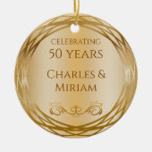 Naam & Foto Golden 50th Wedding Jubileum Gift Keramisch Ornament (Voorkant)