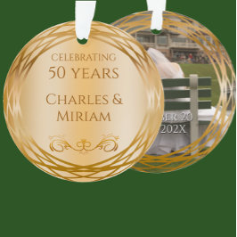 Naam & Foto Golden 50th Wedding Jubileum Gift Ornament