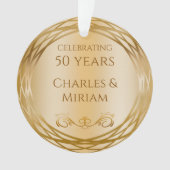 Naam & Foto Golden 50th Wedding Jubileum Gift Ornament (voorkant)
