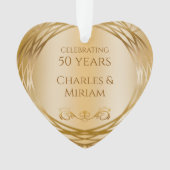 Naam & Foto Golden 50th Wedding Jubileum Heart Ornament (voorkant)