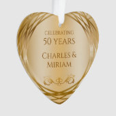 Naam & Foto Golden 50th Wedding Jubileum Heart Ornament (voorkant)
