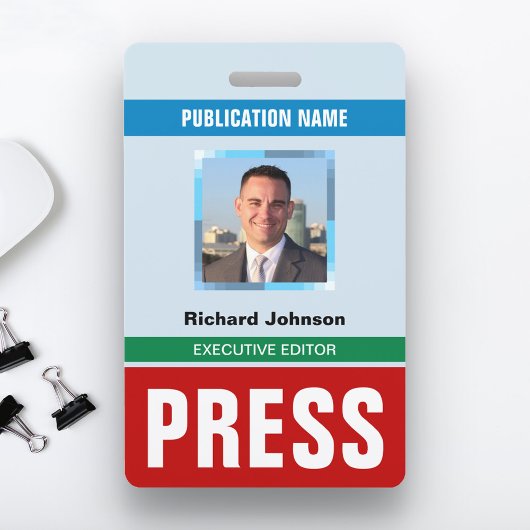Naam Foto Journalist Reporter Pers Pass ID Kaart Badge
