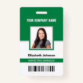 Naam Foto Logo Barcode Corporate Employee ID Kaart Badge (Voorkant)