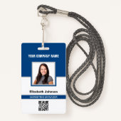 Naam Foto Logo QR Code Corporate Employee ID Kaart Badge (Voorkant met draagriem)