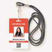Naam Foto Logo QR Code Corporate Employee ID Kaart Badge (Voorkant met draagriem)