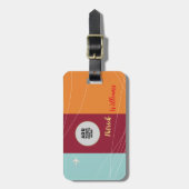 naam & foto op kleurstrepen cool bagagelabel (Voorkant verticaal)