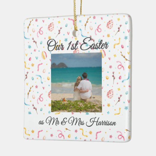 Naam Foto | Passen getrouwd houden onze eerste paa Keramisch Ornament (Links)