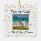 Naam Foto | Passen getrouwd houden onze eerste paa Keramisch Ornament (Voorkant)