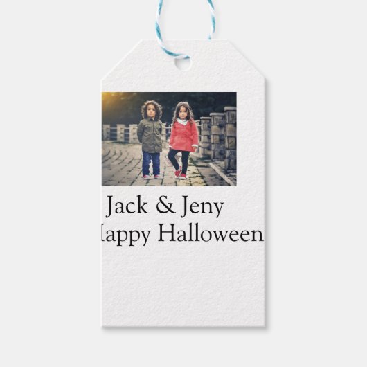 naam foto tekst toevoegen Halloween kinderen meisj Cadeaulabel (Voorkant)