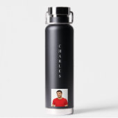 Naam foto zwart wit man waterfles (Achterkant)