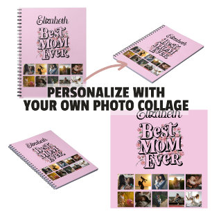Naam Fotocollage Beste Moeder Ooit Retro Typografi Notitieboek
