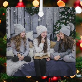 Naam fotosjabloon en kerstboom metalen ornament