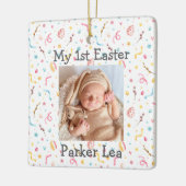 Naam Fototekst | Foto Keepsake Mijn 1e Pasen Keramisch Ornament (Links)
