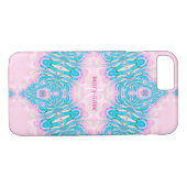 Naam fractal roze kant garter monogram Case-Mate iPhone case (Achterkant (Horizontaal))