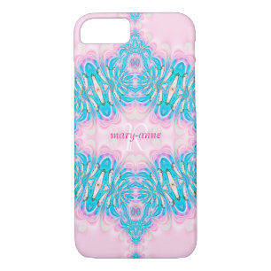 Naam fractal roze kant garter monogram Case-Mate iPhone case