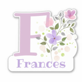 Naam Frances & Initiaal met Floral Design Sticker