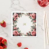 naam Franse Bloemen Roos Monogram Servet (Insitu)