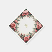 naam Franse Bloemen Roos Monogram Servet (Hoek)
