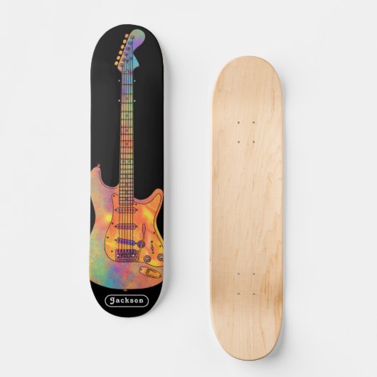 Naam Funky Electric Guitar Persoonlijk Skateboard (Voorkant)
