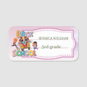 Naam Funny School Bus opnieuw naar school personal Naamplaatje (Voorkant)