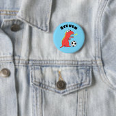 Naam Funny Soccer Dinosaur Ronde Button 5,7 Cm (In situ)