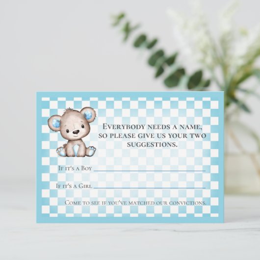 Naam Game Teddy Bear Picnic Baby shower Game Informatiekaartje (Staand voorkant)