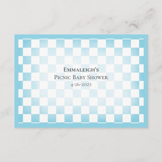 Naam Game Teddy Bear Picnic Baby shower Game Informatiekaartje (Achterkant)