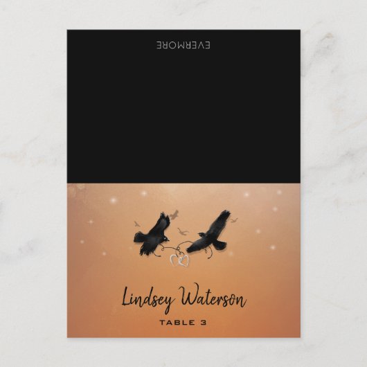 Naam gast afgedrukte tabelkaart Ravens Halloween Briefkaart (Voorkant)