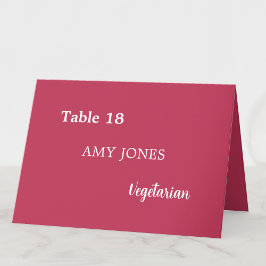 Naam Gast Maaltijdkeuze Cherry Magenta Place Card Kaart