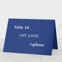 Naam Gast Maaltijdkeuze Donkerblauw Place Card