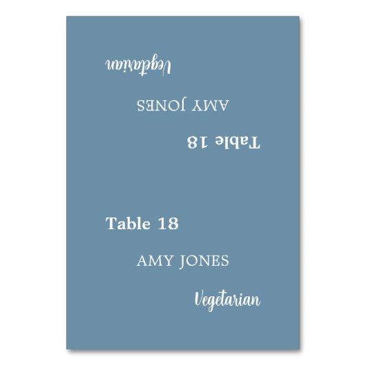 Naam Gast Maaltijdkeuze Dusty Blue Place Card Kaart (Voorkant)