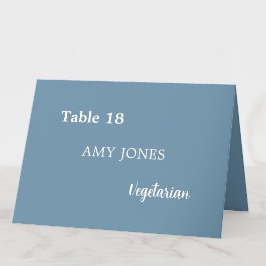 Naam Gast Maaltijdkeuze Dusty Blue Place Card Kaart